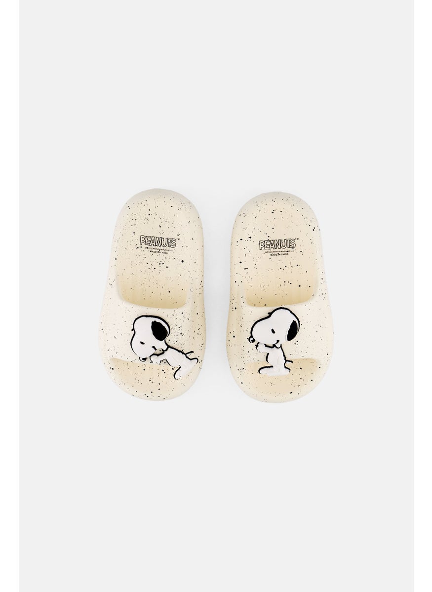 Peanuts Kids Boy Slip on Slides, Off White  - Image 3
