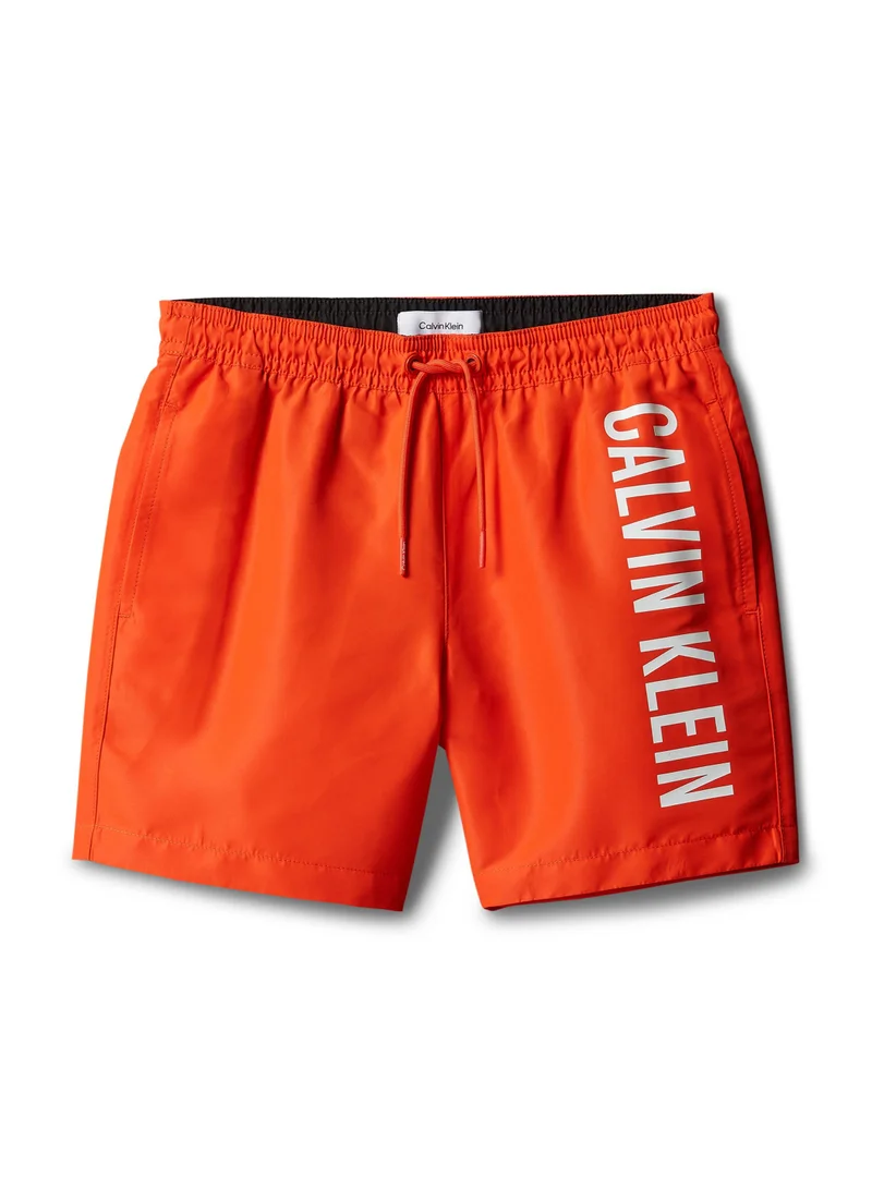 Calvin Klein Jeans Orange Com Logo Mid Length Swim Shorts for Men | Best Price UAE