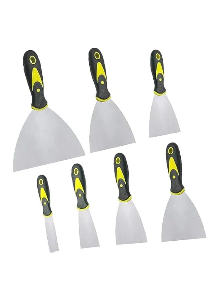 PROMASS Putty Knife, 7pcs Paint Scraper, Putty Knife Set, Stainless Steel Scraper Tool, Filler Knife Wall Paint Scraper And Putty Knife Wallpaper Scraper Set With Non-Slip Handle, Hand Tools  - Image 1
