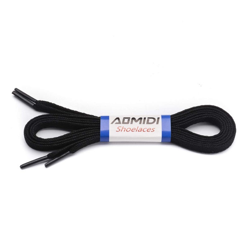 AOMIDI 2 Pair Flat Shoelaces 5/16" for sneakers and converse shoelaces replacements (45" inches (114 cm), Black) - Image 4