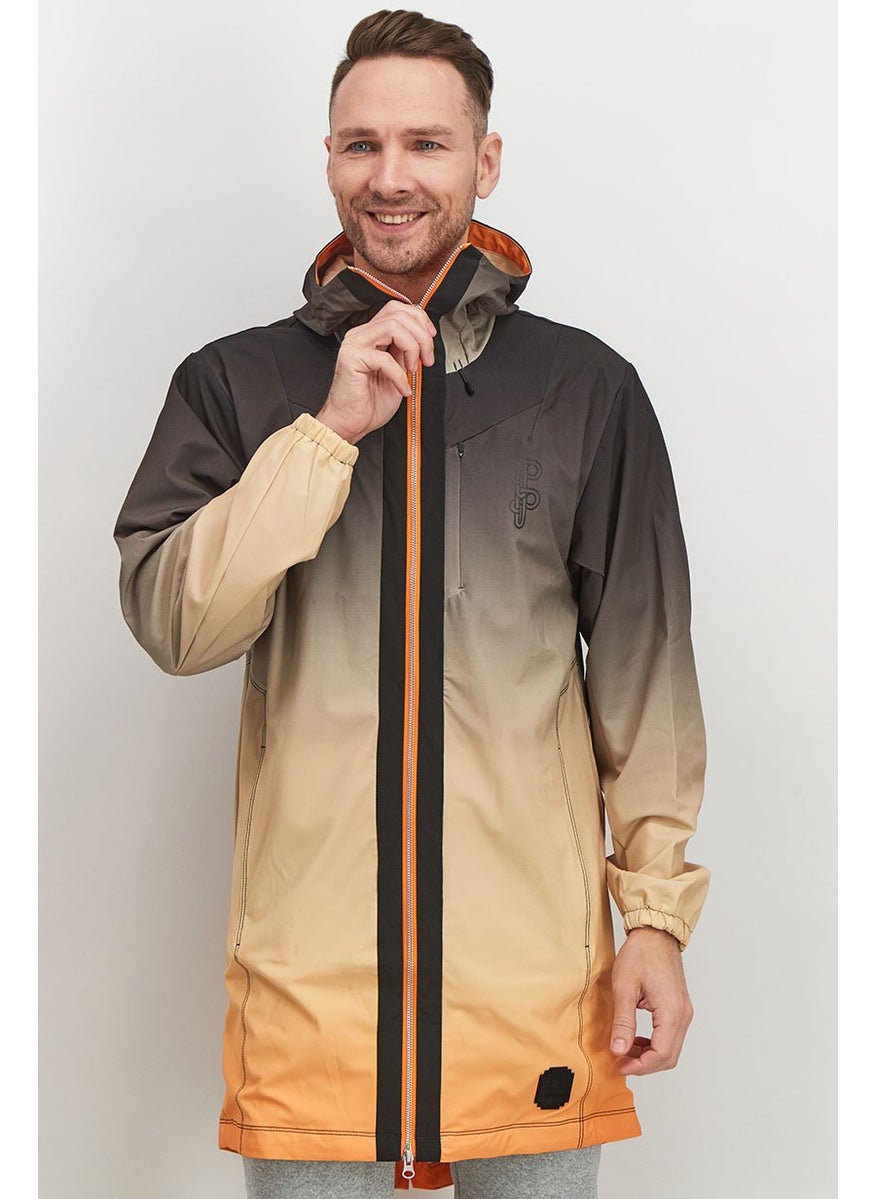 PUMA Men Hooded Full Zip Brand Logo Sports Jacket, Orang and Black  - Image 1