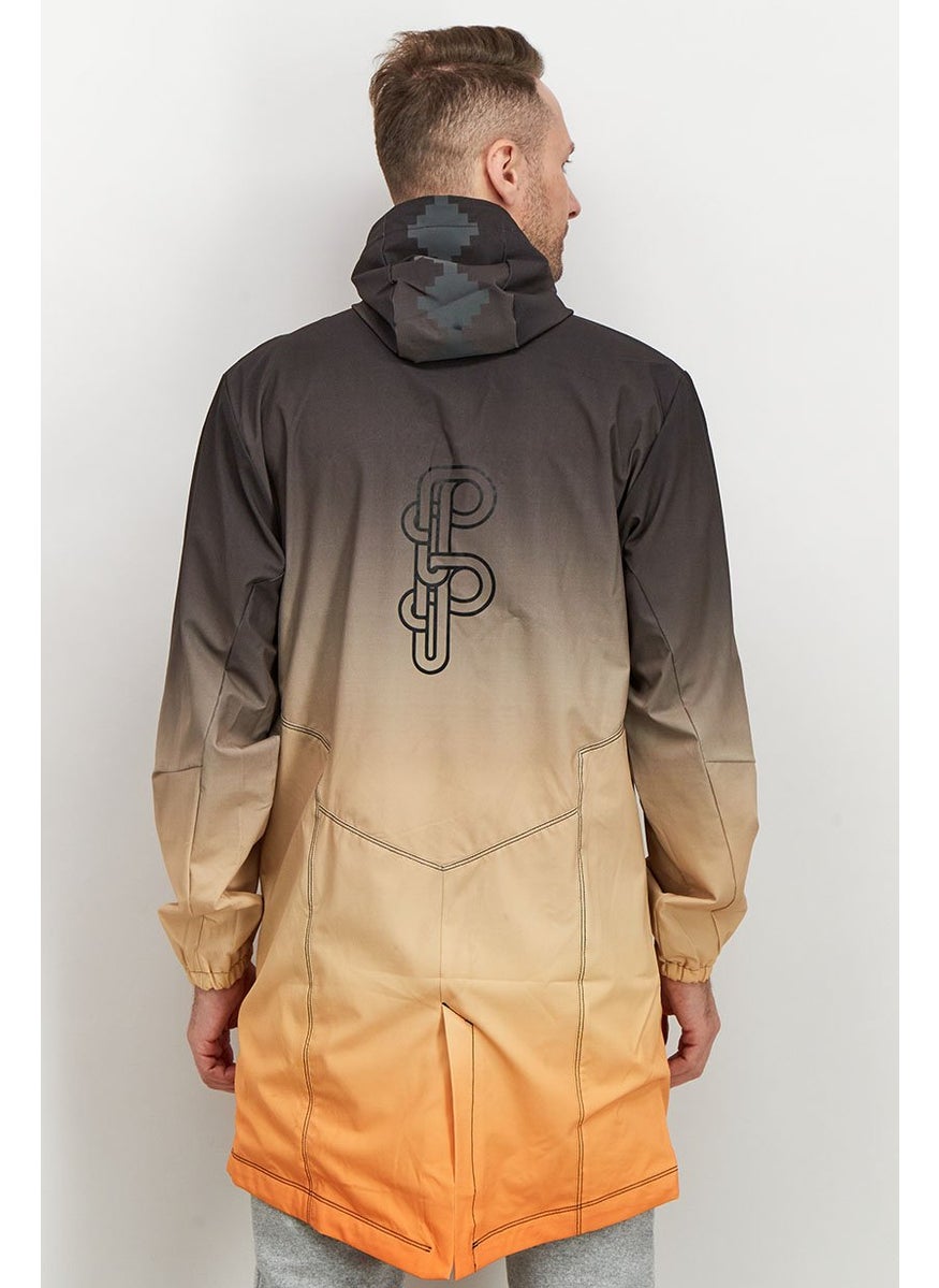 PUMA Men Hooded Full Zip Brand Logo Sports Jacket, Orang and Black  - Image 3