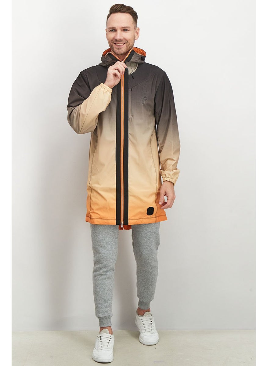 PUMA Men Hooded Full Zip Brand Logo Sports Jacket, Orang and Black  - Image 4