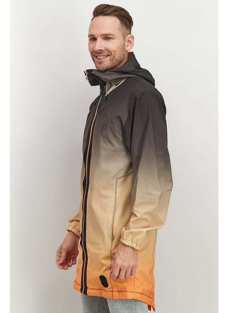 PUMA Men Hooded Full Zip Brand Logo Sports Jacket, Orang and Black  - Image 2