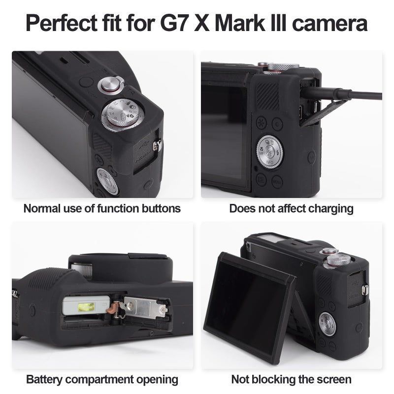 ريبي Rieibi Silicone Case for Canon G7X Mark III Case, G7X Mark III Accessories with 2 Pcs Screen Protective Film,Detachable Lens Cover for Canon G7X Mark III Cover - Image 3