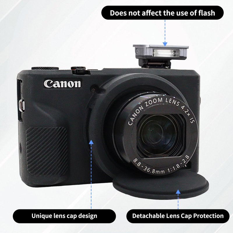 ريبي Rieibi Silicone Case for Canon G7X Mark III Case, G7X Mark III Accessories with 2 Pcs Screen Protective Film,Detachable Lens Cover for Canon G7X Mark III Cover - Image 4