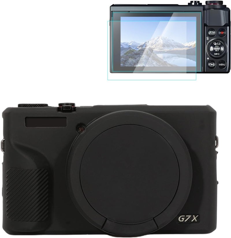 ريبي Rieibi Silicone Case for Canon G7X Mark III Case, G7X Mark III Accessories with 2 Pcs Screen Protective Film,Detachable Lens Cover for Canon G7X Mark III Cover - Image 1