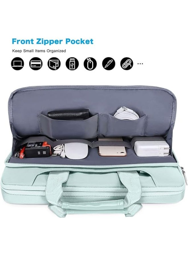 Mosiso 360 Protective Laptop Shoulder Bag Compatible with MacBook Air 15 M4 A3241 M3 A3114 M2 A2941/Pro 16 inch M4 M3 M2 M1, 15-15.6 inch Notebook,Matching Color Sleeve with Belt, Mint Green - Image 2