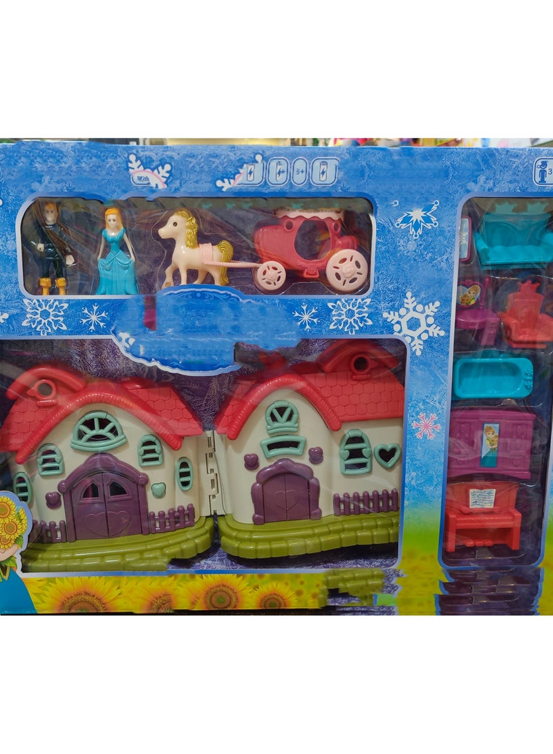 Castle Play house with accessories and dolls, multi-colored (multi-colored) 