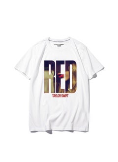 Taylor Swift Tshirt Tour Merchandise Eras Tour Short Sleeve round Neck Loose Fit Youthful Wool Blend Casual Abstract Pattern Tshirt RED White