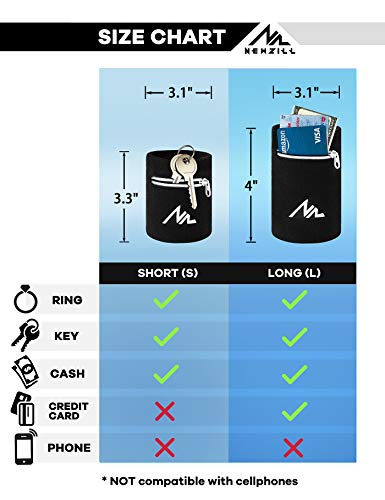 NEWZILL Wrist Wallet Wristband with Zipper - Cotton Sweatbands for Men & Women, Ideal for Sport, Running, Walking, Basketball, Football, Tennis, Hiking, Workout, and More Long Black/Pink - Image 2