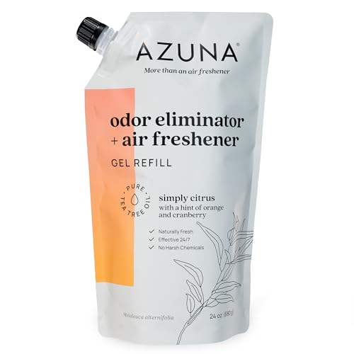 Azuna Air Freshener and Odor Eliminator for Strong Odor Gel 24oz Refill Pouch with Tea Tree Oil | Plant-Based & Long Lasting | Pet, Smoke, Home and Bathroom | Simply Citrus | Lasts 60–90 Days - Image 1