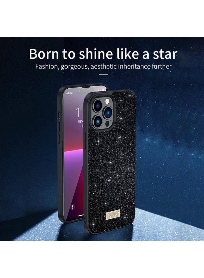 SULADA Case For iPhone 16 Plus Glittery PC Hybrid TPU Handmade Leather Phone Case - Image 2