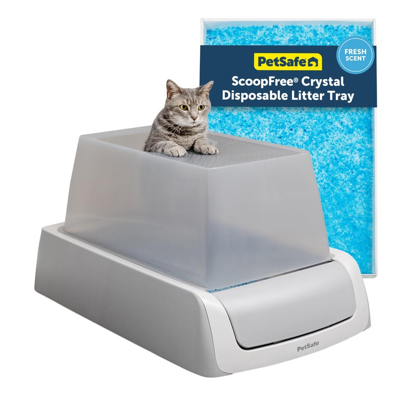 PetSafe ScoopFree Crystal Pro Legacy Self-Cleaning Automatic Litter Box - Top-Entry Motion-Sensing Cat Box with Integrated Health Counter - Includes 1 Disposable Crystal Litter Tray - Image 1