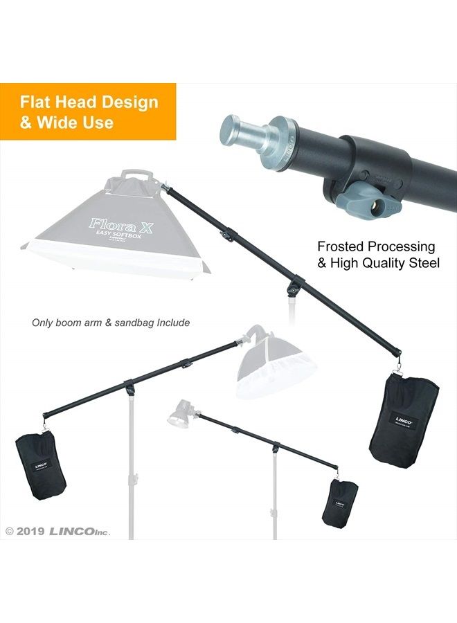 Lincostore 2.5ft to 5ft Adjustable Overhead Light Boom Arm with Universal Tripod Clamp & Counter-Weight Bag 4255K - Image 3