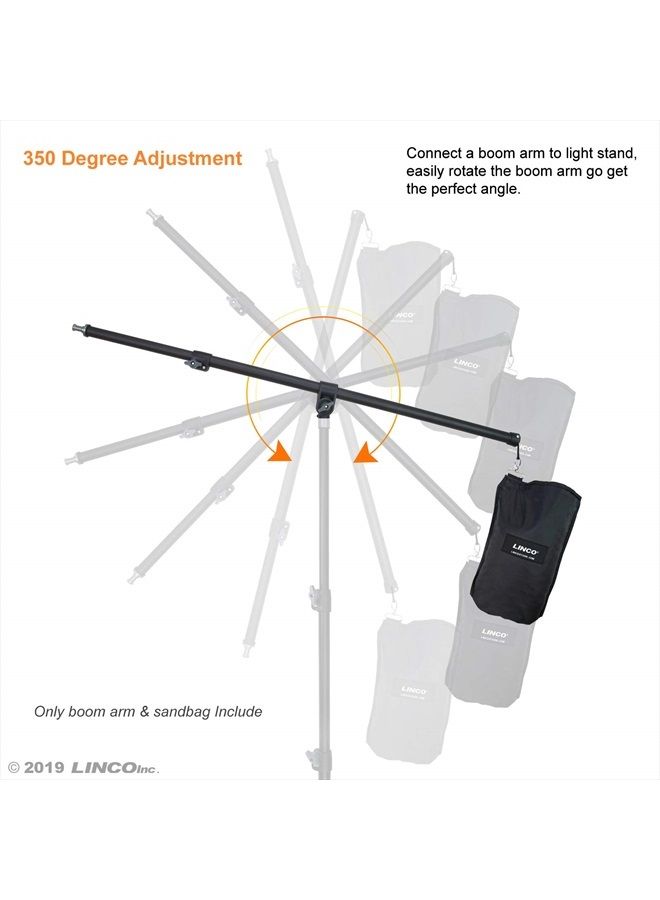 Lincostore 2.5ft to 5ft Adjustable Overhead Light Boom Arm with Universal Tripod Clamp & Counter-Weight Bag 4255K - Image 4