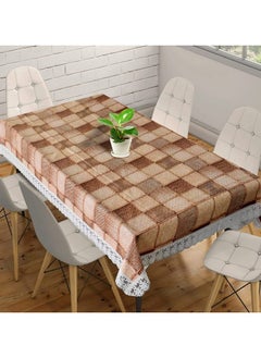 Kuber Industries Kuber Industries Checks Print Dining Table Cover 6 Seater|Exclusive Table Cloth|Table Sheet For dining, Party, Events|Waterproof Table Protector|Indoor And Outdoor Use "90x60" (Brown)  - Image 1