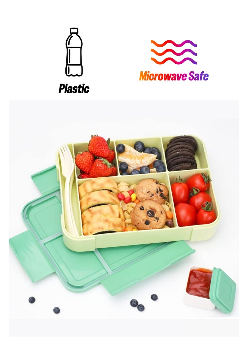 SYOSI Bento Box, Leak-Proof Lunch Box 45OZ, Lunch Containers for Adult Food Storage Container with Leak-proof Silicone Ring Suitable for Microwave Dishwasher (Green) - Image 1