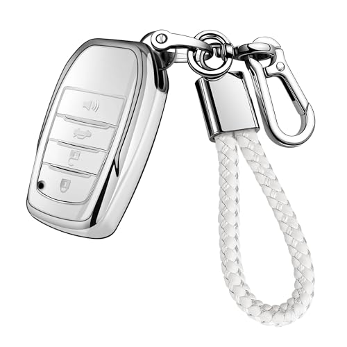 JOYEAR for Toyota Key Fob Cover with Key chain Compatible with 20252026 Camry 4Runner20192026 Land CruiserMirai20212026 Venza Hilux Grand Highlander Tundra BZ4XCorollaPriusSilverWhite - Image 1