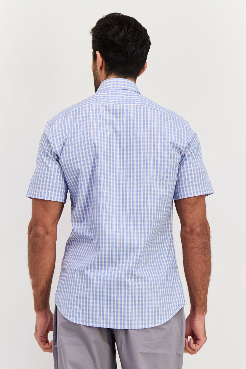 Tailorbyrd Men Regular Fit Checkered Short Sleeves Casual Shirt, White - Image 4