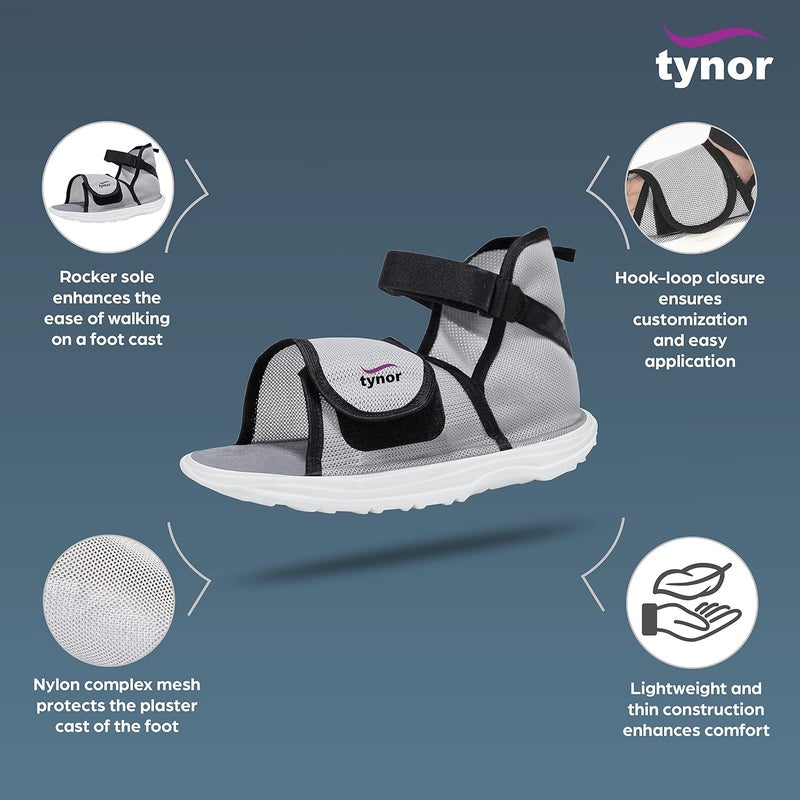 Tynor حذاء جبس ذو نعل متأرجح، رمادي، صغير، 1 وحدة - Image 3