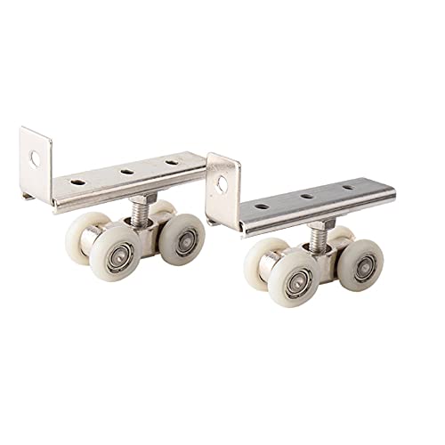 AWEN 2pcs 4-Wheel Metal Sliding Track Wheel Set Hanger Ball Bearing Pulley Kit for Wardrobe Closet Barn Door(Wheel 19mm/0.75") - Image 1