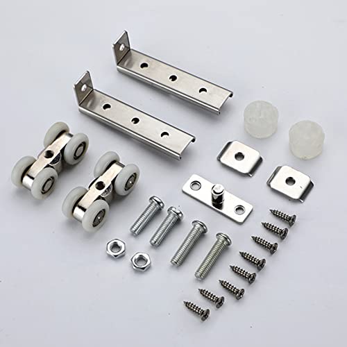 AWEN 2pcs 4-Wheel Metal Sliding Track Wheel Set Hanger Ball Bearing Pulley Kit for Wardrobe Closet Barn Door(Wheel 19mm/0.75") - Image 4