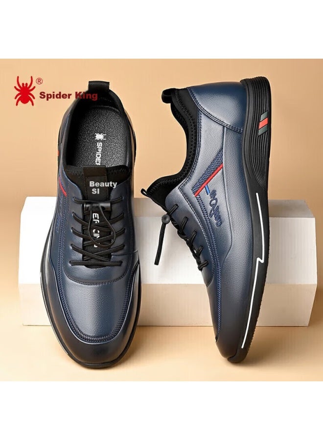 Spider King Men's Casual Leather Shoes Men's Sports Shoes Men's Business Belt Soft Leather Shoes 213qa02135 Blue 38 - Image 1