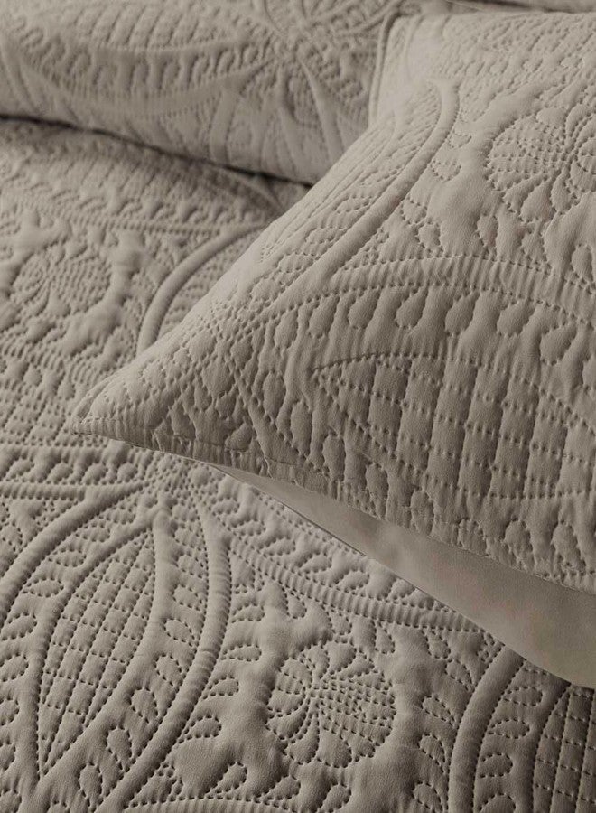 Boryard 3-Piece Queen Quilt Set, Lightweight Soft Warm Full Size Quilt Bedspread Coverlet (90x90 inches) with 2 Pillow Shams (20x26 inches), Khaki - Image 4