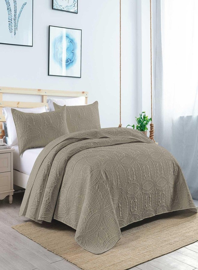 Boryard 3-Piece Queen Quilt Set, Lightweight Soft Warm Full Size Quilt Bedspread Coverlet (90x90 inches) with 2 Pillow Shams (20x26 inches), Khaki - Image 3