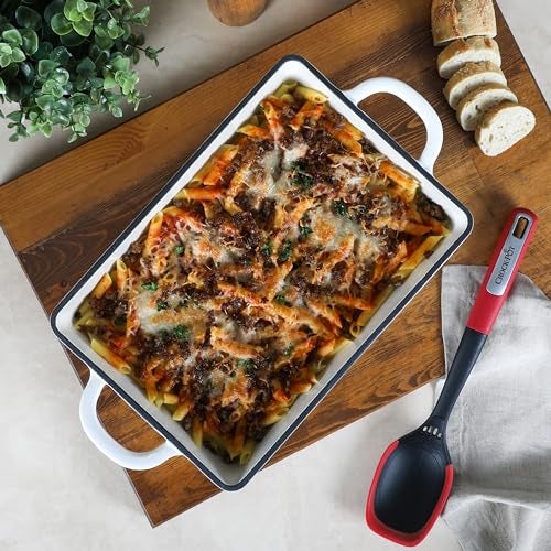 Crock-Pot Artisan 13" Enameled Cast Iron Lasagna Pan – Matte Linen White, Durable Oven Safe Bakeware - Image 2