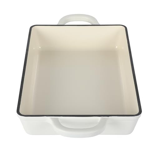 Crock-Pot Artisan 13" Enameled Cast Iron Lasagna Pan – Matte Linen White, Durable Oven Safe Bakeware - Image 4