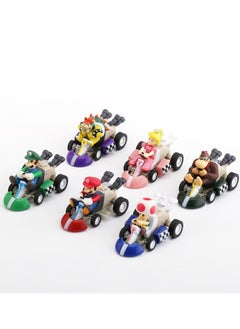 General 6-Pack Mini Mario Kart Pull Back Car Cake Decorating Character Playset (2" ) - Kids Birthday Party Cake Decorating Supplies  - Image 1