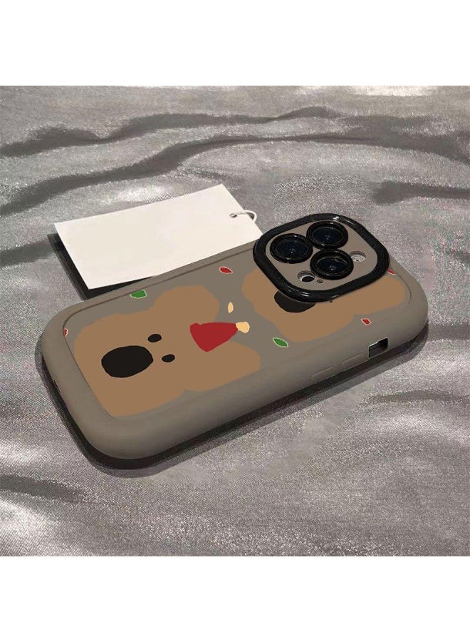 NIBEMINENT Cute Persimmon Bear Protective TPU Case Cover For iPhone 17, Tea Color