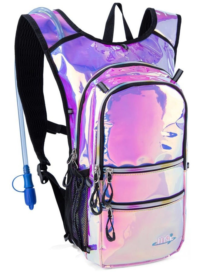 Mubasel Gear Hydration Backpack Pack with Cool Lights, 2L Water Bladder, Lightweight Bag for Running, Hiking, Bike, Climbing, Music Festival Essential, and Rave (Holographic-Purple) - Image 2