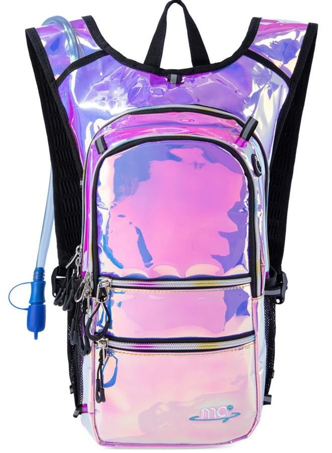 Mubasel Gear Hydration Backpack Pack with Cool Lights, 2L Water Bladder, Lightweight Bag for Running, Hiking, Bike, Climbing, Music Festival Essential, and Rave (Holographic-Purple) - Image 1