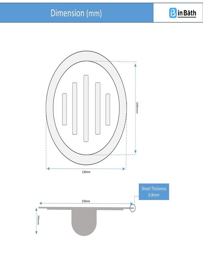 InBāth Floor Drainer/Bathroom Floor Grating Flat Cut Round with Cockroach Trap with Hole| Stainless Steel 304 Grade | 5 x 5 inches (MAGR-055 CH) - Image 3