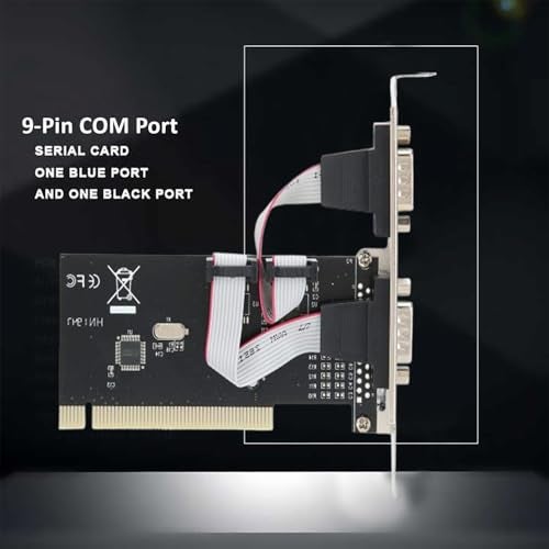 PremiumAV PCI Serial Card – Dual DB9 RS232 9-Pin COM Port Expansion Adapter for Desktop PC – Internal PCI Slot Interface for CNC, POS Systems, Modems & Legacy Device Connectivity - Image 2