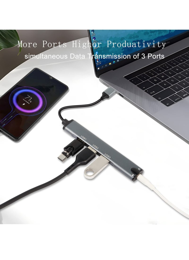 Y&D - USB Hub 4-in-1 Docking Station with 3.5 mm Audio Headphone Microphone Jack Adapter 3.0 Multiport Allocator for Laptop Phone - Image 1