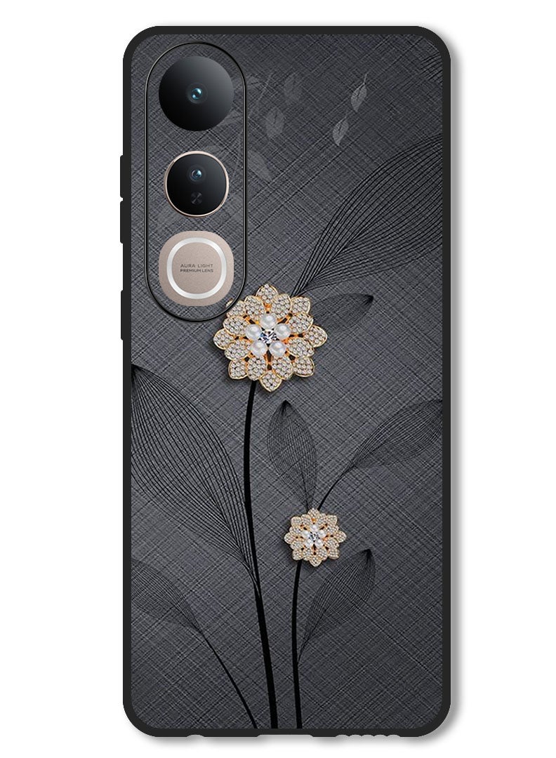 Theodor Case Compatible with Vivo V50 Lite Protection Shockproof Bumper Cover Diamond Flowers - Image 1