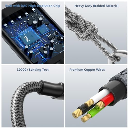 Verilux® USB A to 3.5 mm Aux Cable, 2M/6.6FT 3.5 mm TRS Audio Cord Jack to UBS A Nylon Braided Stereo AUX Cable for Speakers, Car Stereo, Headphones, Laptop, PS5/PS4, Windows & More - Image 5