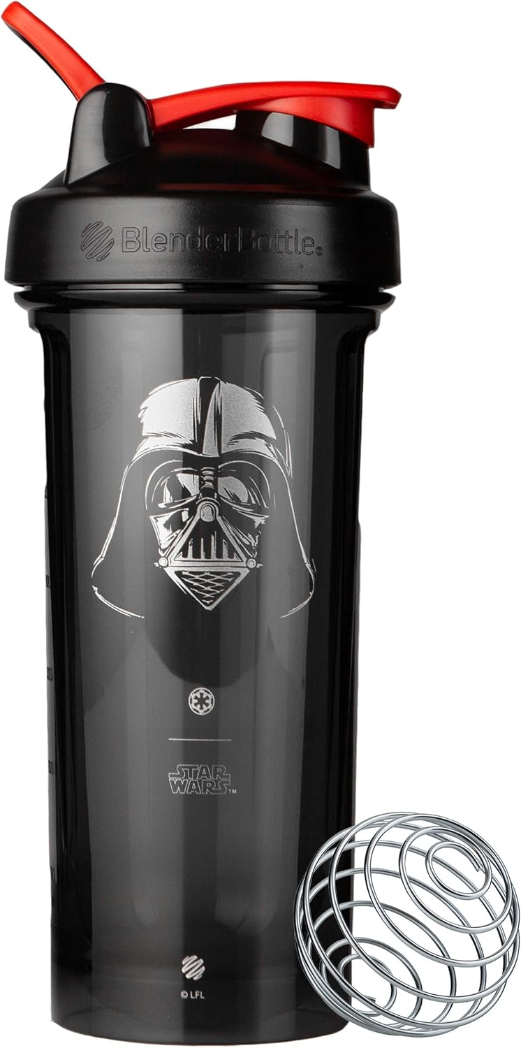 BlenderBottle زجاجة خلط بلندر بوتل من سلسلة ستار وورز - زجاجة شاكر برو 28 أونصة على شكل خوذة دارث فيدر، مثالية لمخفوقات البروتين والتمارين السابقة، عبوة من 1 - Image 1