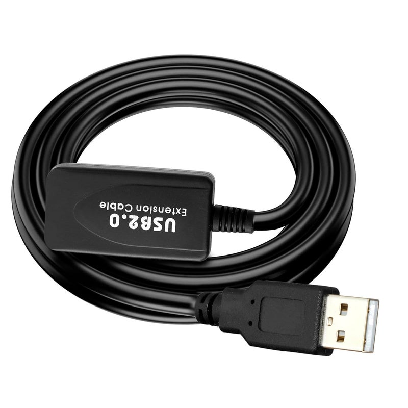 5M Active USB 2.0 M to F USB Extension Cable,Gold-Plated AWG24+28 & Aluminum Platinum layer, B96 Braided Foot Core Wire, Minimum 4.5V - Compatible with Printer|Camera|Webcam|Hard Drive - Image 1