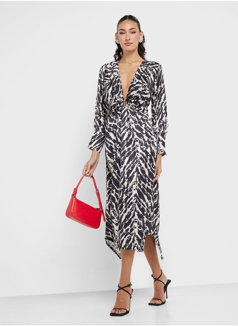 Ginger Monochrome A Line Wrap Dress  - Image 1