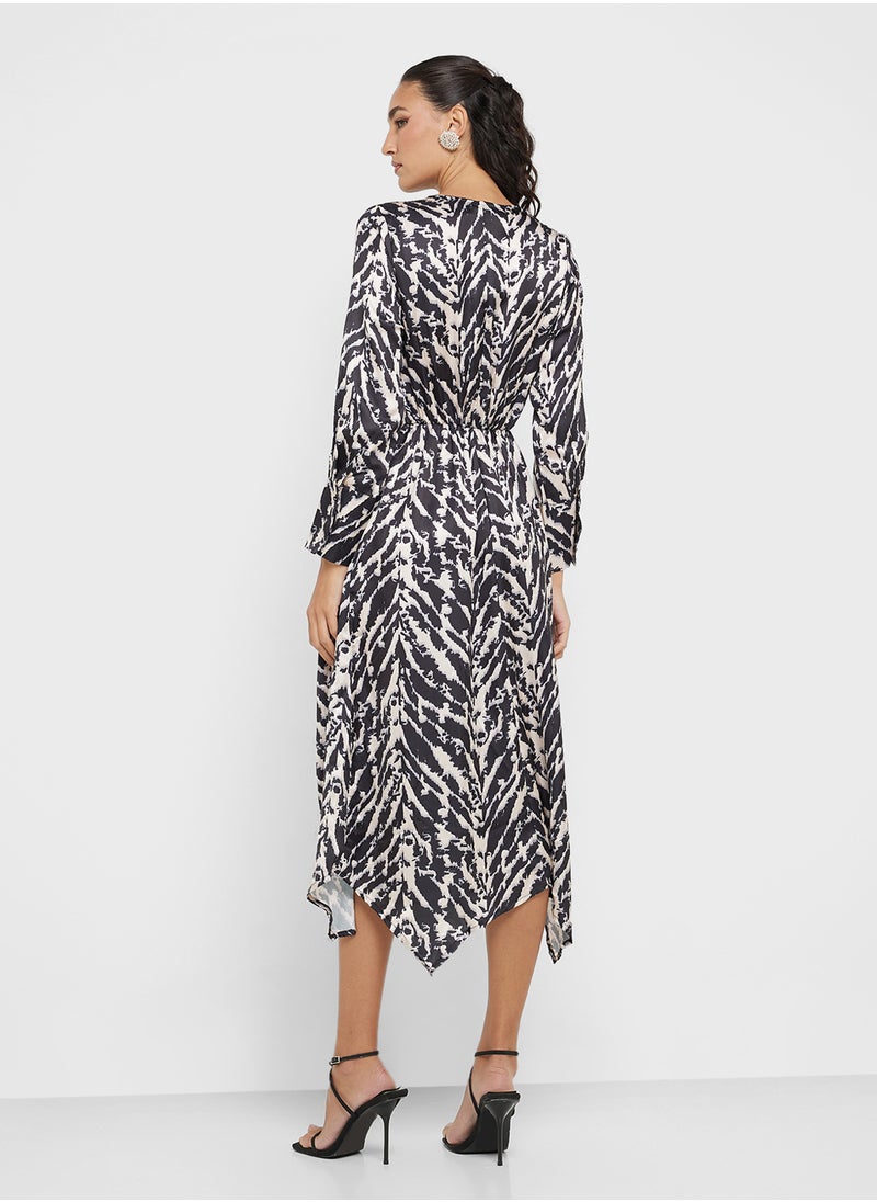 Ginger Monochrome A Line Wrap Dress  - Image 2