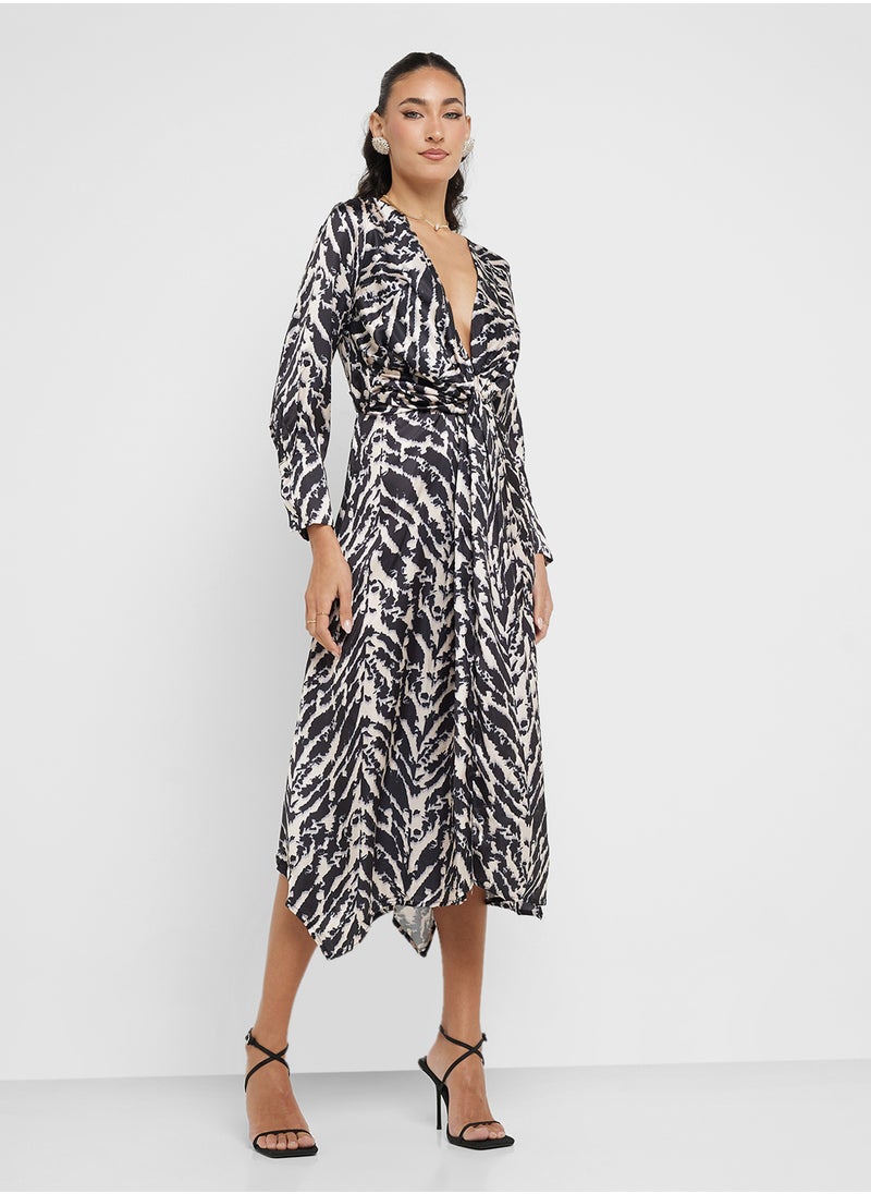 Ginger Monochrome A Line Wrap Dress  - Image 4