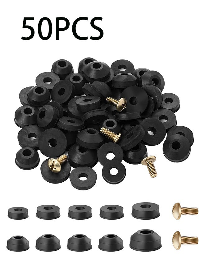 58 Pack Faucet Washer Assortment Kit - Flat and Beveled Rubber Faucet Washers for Repairing Leaks - Image 1