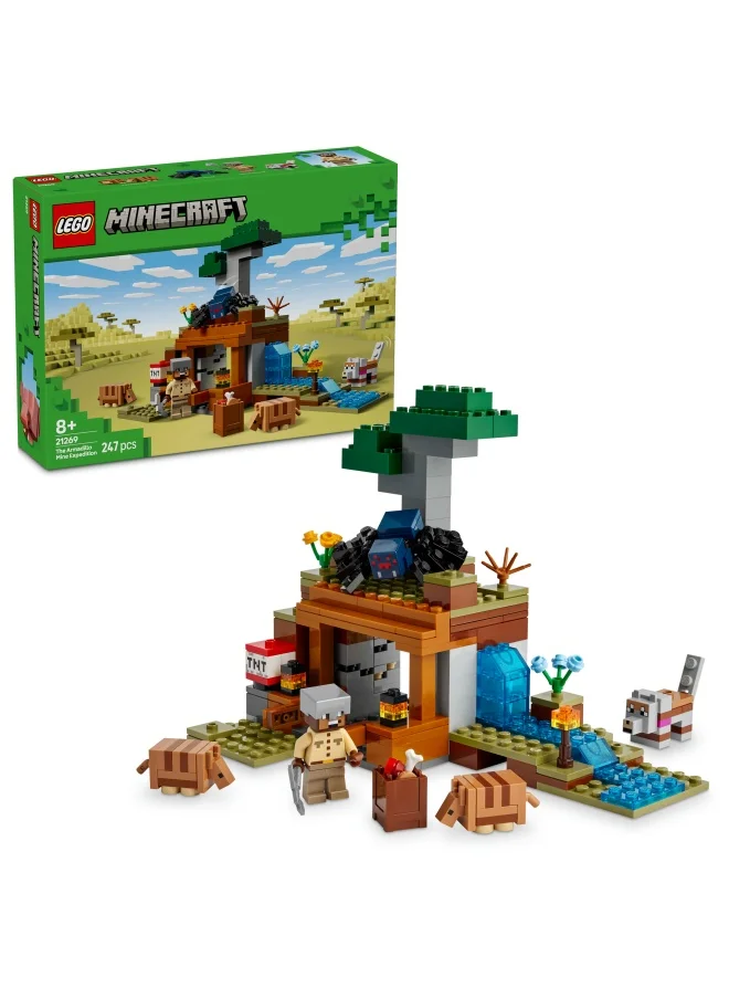 ليغو Minecraft The Armadillo Mine Expedition Set - Building Toy for 8+ Year Old Girls & Boys, with Cave Spider and Wolf Figures for Pretend Play - Birthday Gift Idea 21269 (247 pieces)