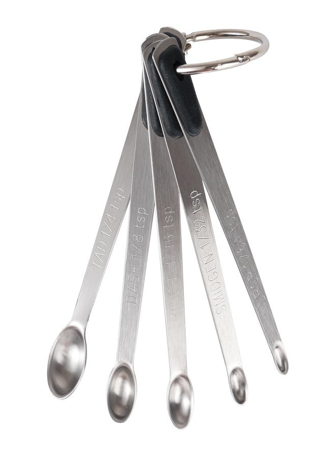 BERYLER® Measuring Spoons Set of 5, Tiny Stainless Steel Measuring Spoons with Black Silicone Handle, Small Measuring Spoon 1/64, 1/32, 1/16, 1/8, 1/4 tsp, Teaspoon for Dry or Liquid Ingredients - Image 1