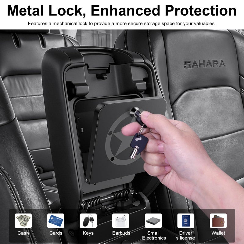 DIAMOOKY Metal Center Console Hidden Organizer for Jeep Wrangler JL JLU 2018-2026 & Gladiator JT 2020 2021 2022 2023 2024 2025 2026 Accessories Armrest Hidden Center Console Storage Box W/Keys, Star - Image 5